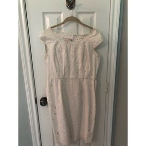 Maggy London Eyelet Overlay Midi Dress